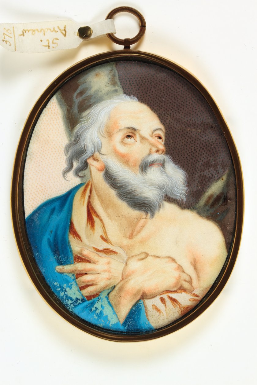 Aziz Andrew (parşömen üzerine suluboya) by School Italian