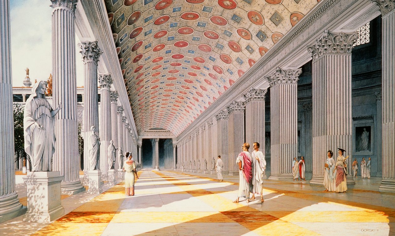 Trajan Forumu - sütunlu yapının yeniden inşası (renkli taş) by School Italian