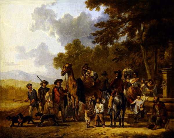 Camel ile Gezginler (tuval üzerine yağlı boya) by School Italian