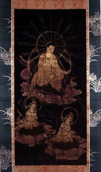 Buddha ve Bodhisattvas, Muromachi dönemi (1393-1573) (ipek üzerine resim) by School Japanese