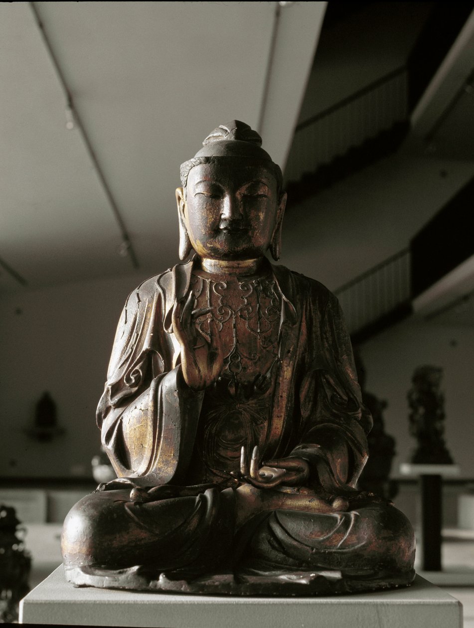 Lalitasana pozisyonunda oturan Buda - heykel, Kamakura dönemi (1185-1333) by Japanese School