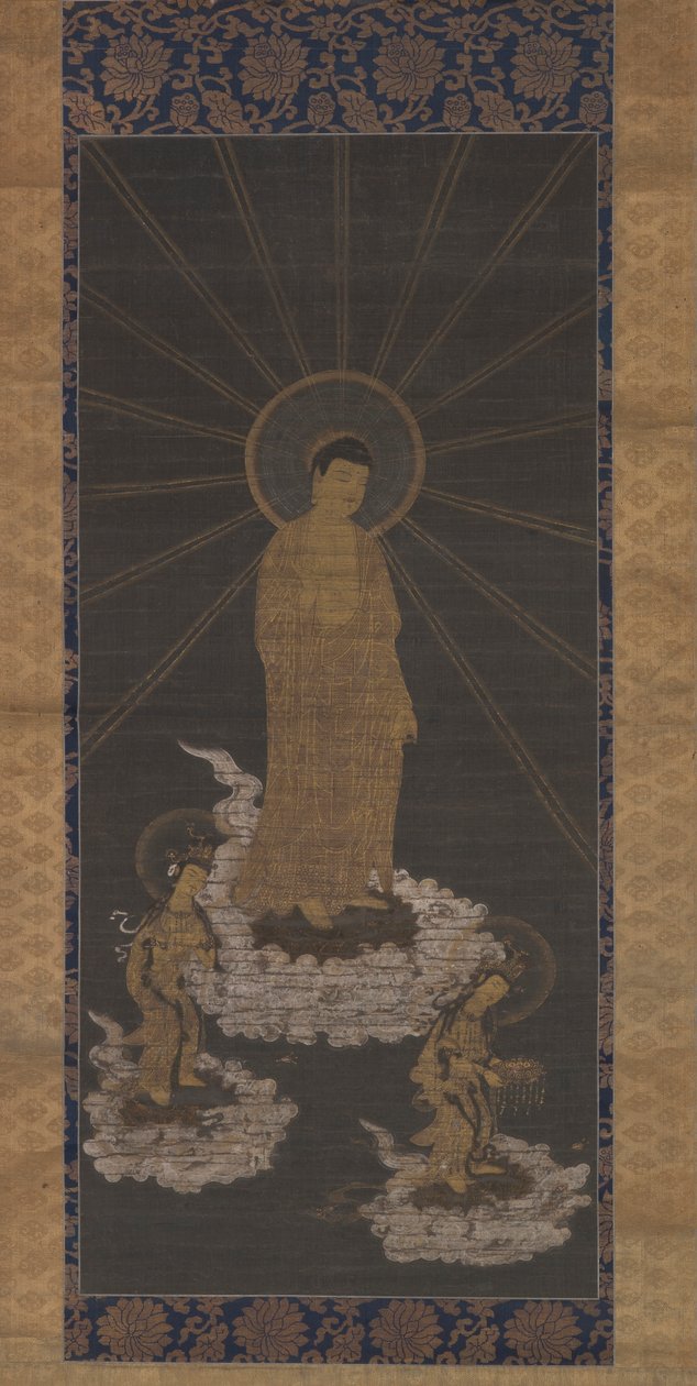 Amida veya Raigo'nun İnişi, Muromachi Dönemi c.1333-1568 (kumaş üzerine mürekkep) by School Japanese