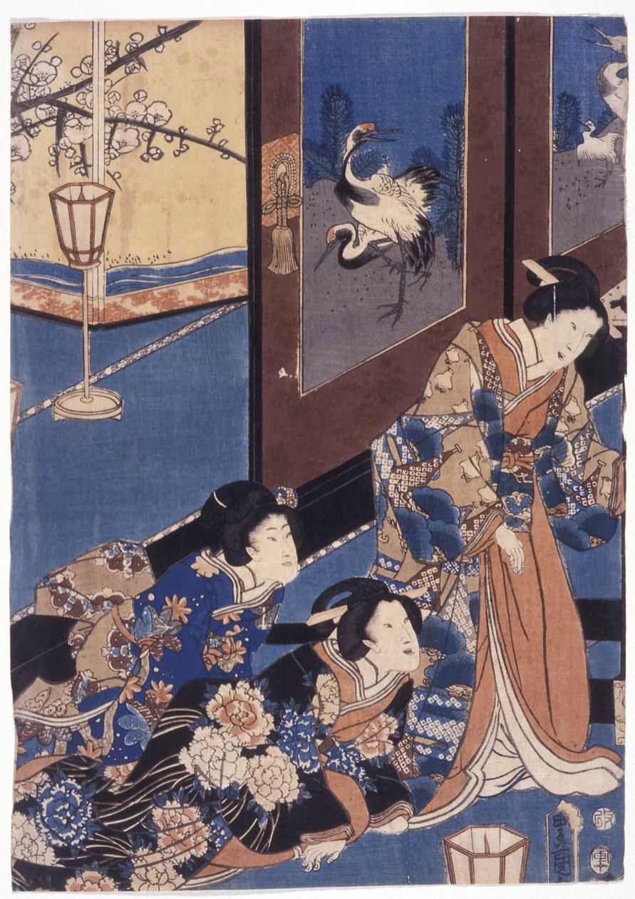 Furyu Azuma Genji (renkli gravür) by School Japanese