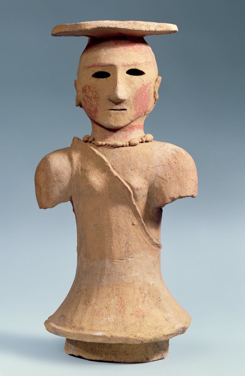 Haniwa şaman figürü, 5-6. yüzyıl (boyalı bezemeli çömlek) by Japanese School