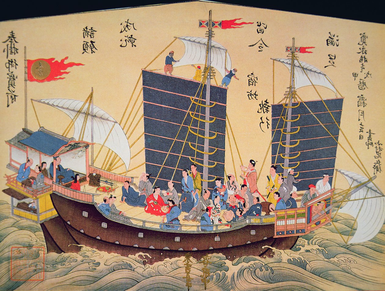 18. yüzyılın Japon Ticaret Gemisi (tahta baskı) by School Japanese