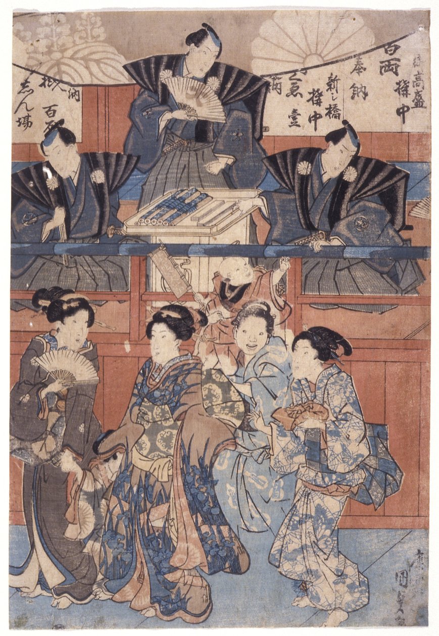 Türbe Koleksiyonu Sahnesinin Önündeki Sahne (renkli gravür) by School Japanese