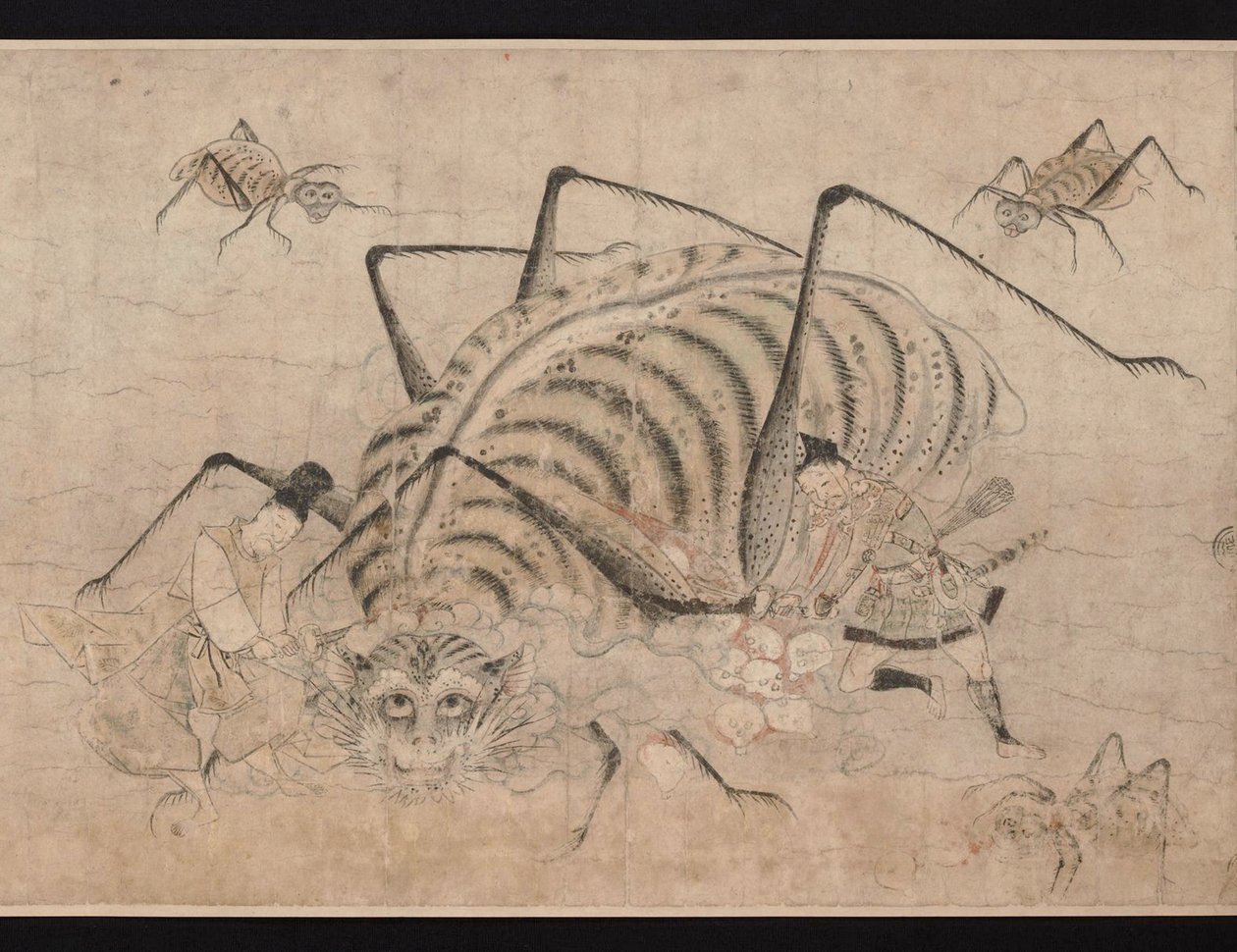 Yorimitsu sal Tsuchigumo (iblis araignee) (Yoriitsu, Tsuchigumo'yu öldürüyor) Ayrıntı du rouleau Tsuchigumo no Soshi Emaki - Oeuvre anonim, aquarelle sur papier by School Japanese