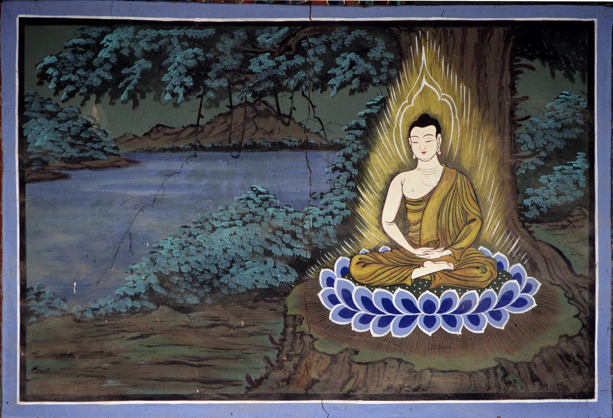 Buddha Meditation: Fresco at Yongju Temple, Suwon Region, Korea by School Korean