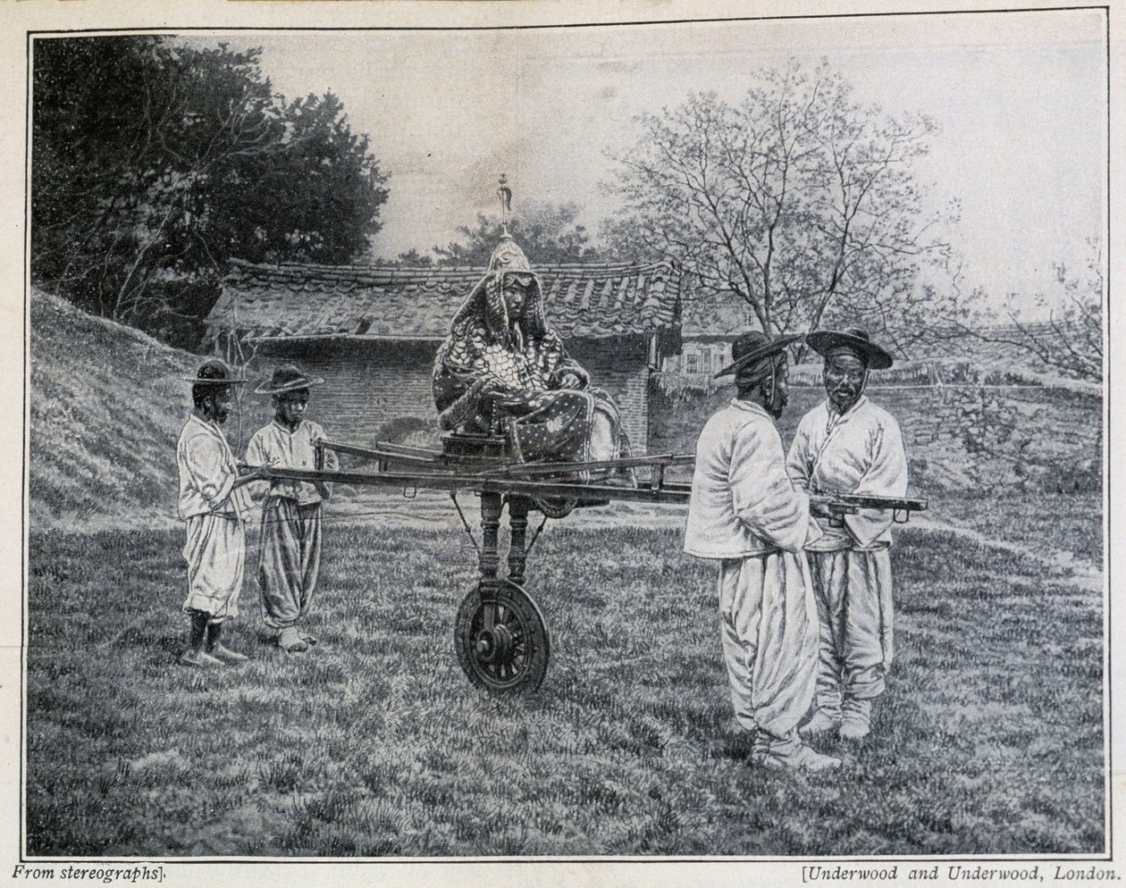 Koreli subay, bir sedan sandalyede, imparatorluk seyircisine gidiyor by School Korean