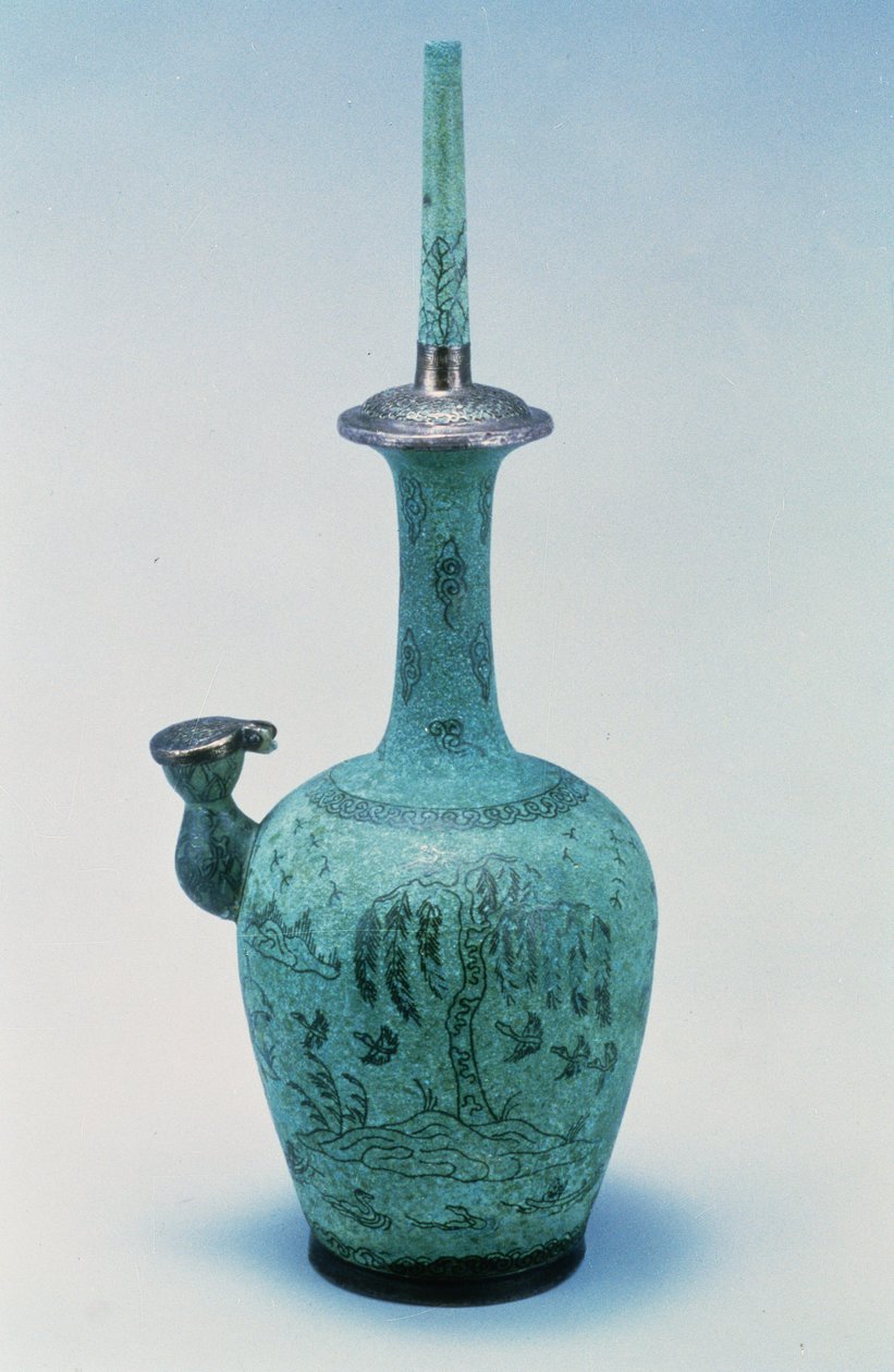 Kundika kakma kuşları ve bir ağacı gümüş, Koryo Hanedanlığı, MS 918-1392 (bronz) betimleyen tasarımla by School Korean