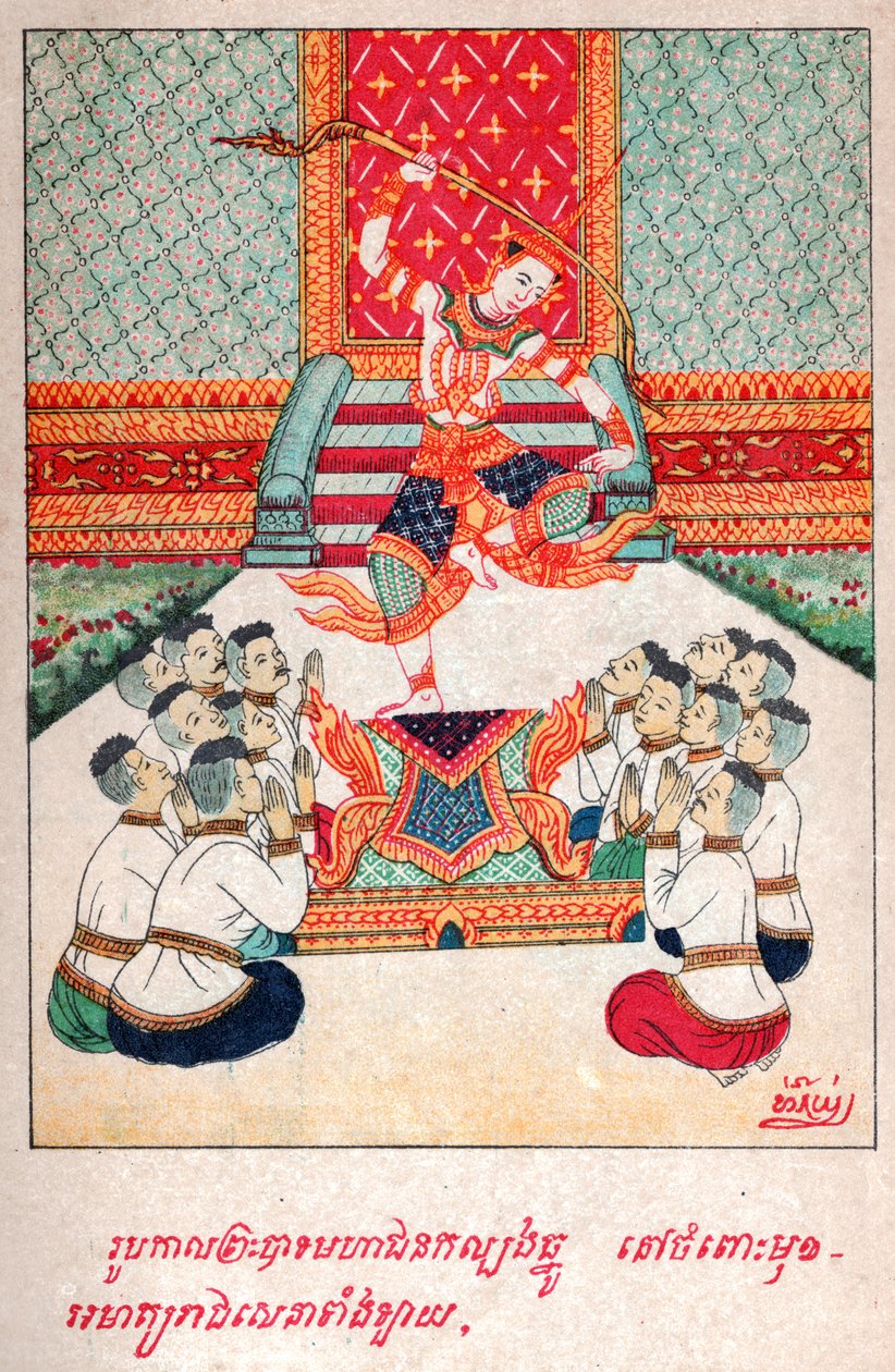 Mahajanaka Jataka. (gravür, yaklaşık 1910) by School Laotian