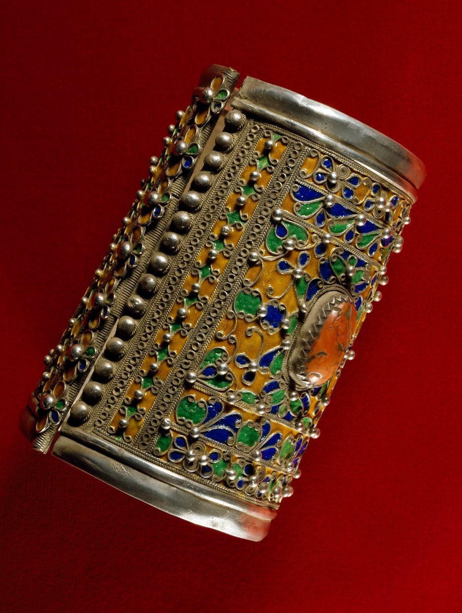 Mercan, gümüş ve emaye bileklik, Fas by School Moroccan