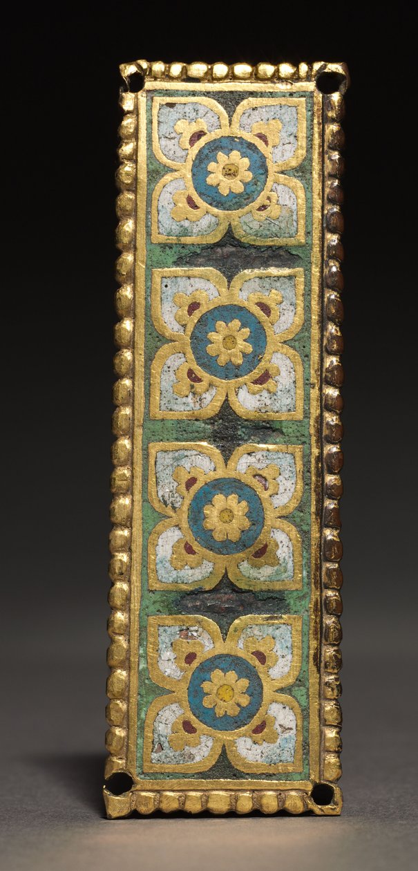 Plak, muhtemelen bir Reliquary Mabedi, c.1200-1250 (yaldızlı bakır; champlevé emaye) by School Mosan