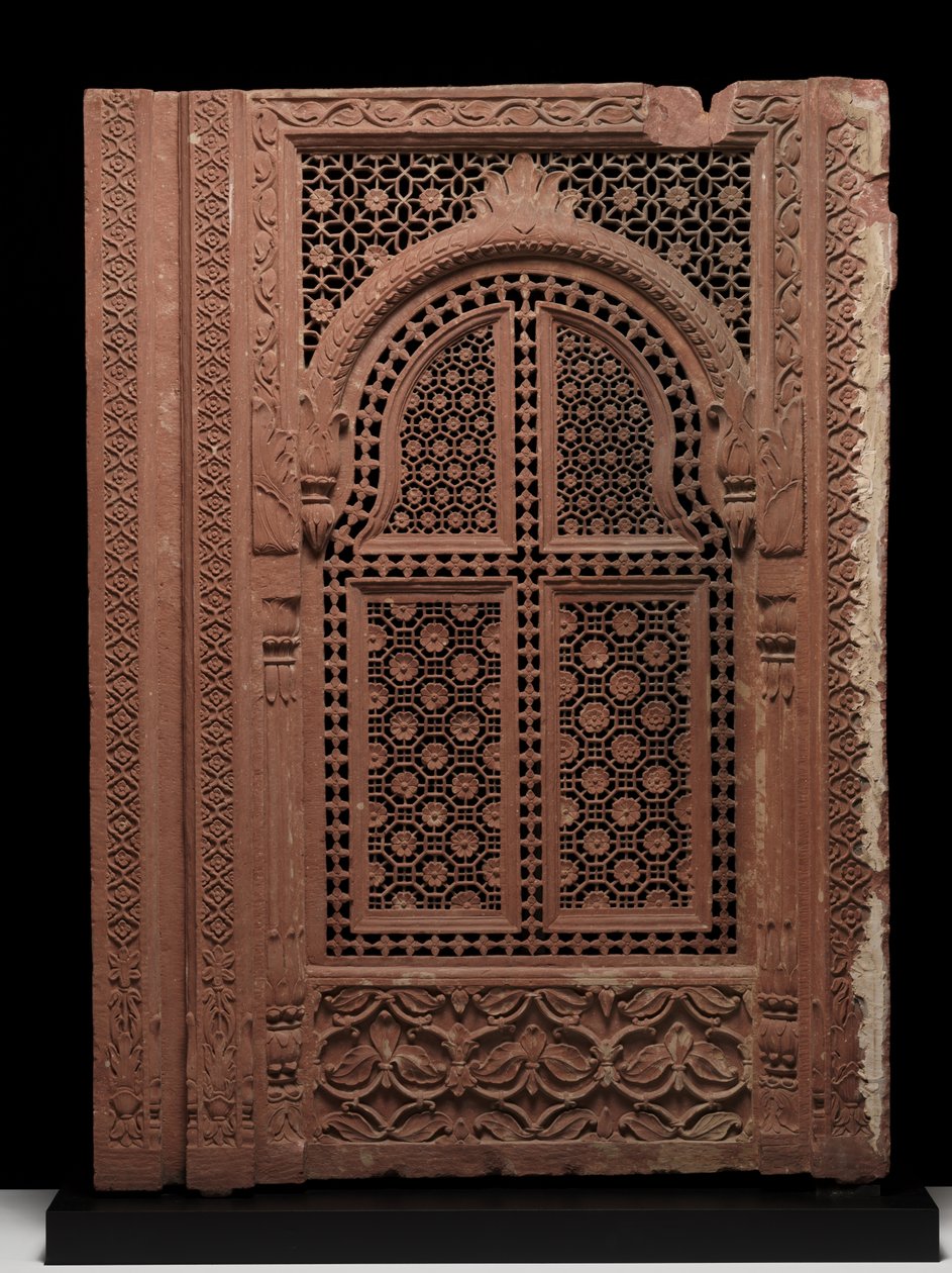 Bir çift Jali perdesi, c.18. yüzyıl (kumtaşı) by School Mughal