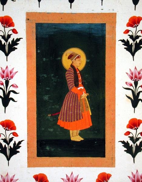 Küçük Clive Albümünden bir cetvelin ayakta portresi by School Mughal