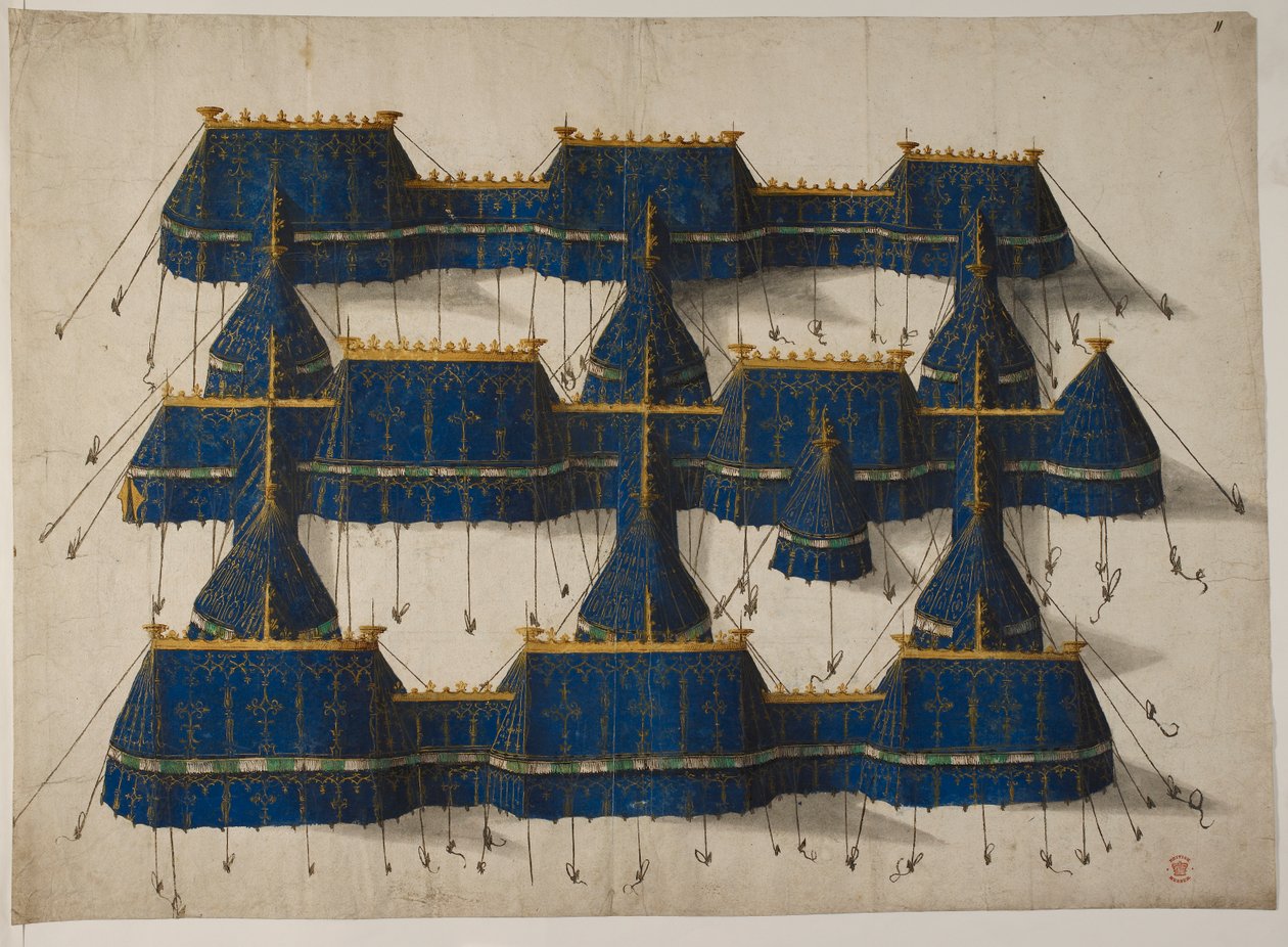 Mavi ve altın renginde bir kraliyet pavyonu tasarımı, c.1520 (parşömen) by School Netherlandish