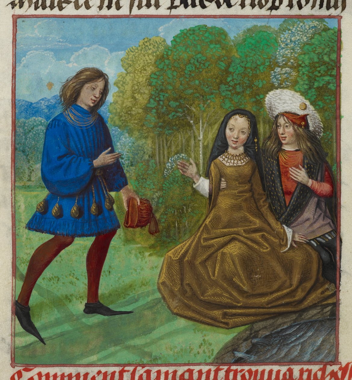 Harley 4425 f.90v Guillaume de Lorris ve Jean de Meun tarafından Roman de la Rose