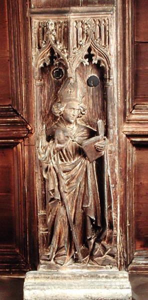 St. Ambrose, Kilisenin Dört Latin Babasından biri (ahşap) by School Netherlandish