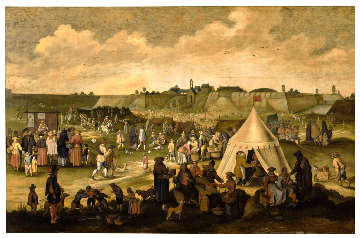 Anvers'teki İspanyol Kalesi (panel üzeri yağlıboya) by School Netherlandish