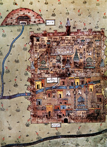 Erzurum Haritası, Türkiye c.1600 (renkli taş) by School Ottoman