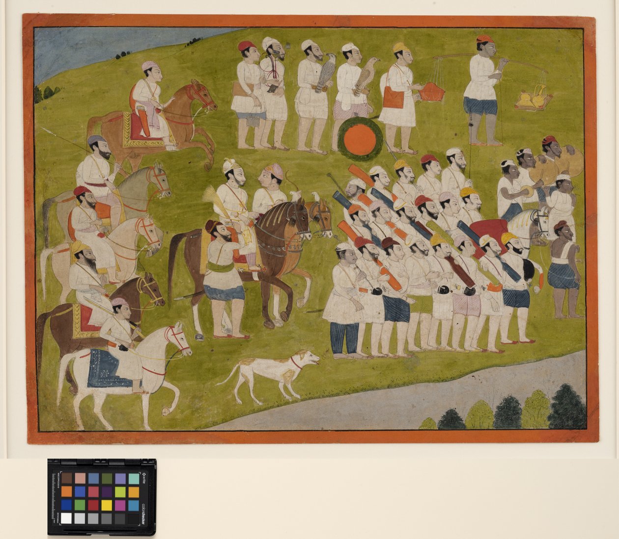 Bir Bhoti prensi av için hazırlanıyor, c.1800 (kağıt üzerinde opak w/c) by School Pahari