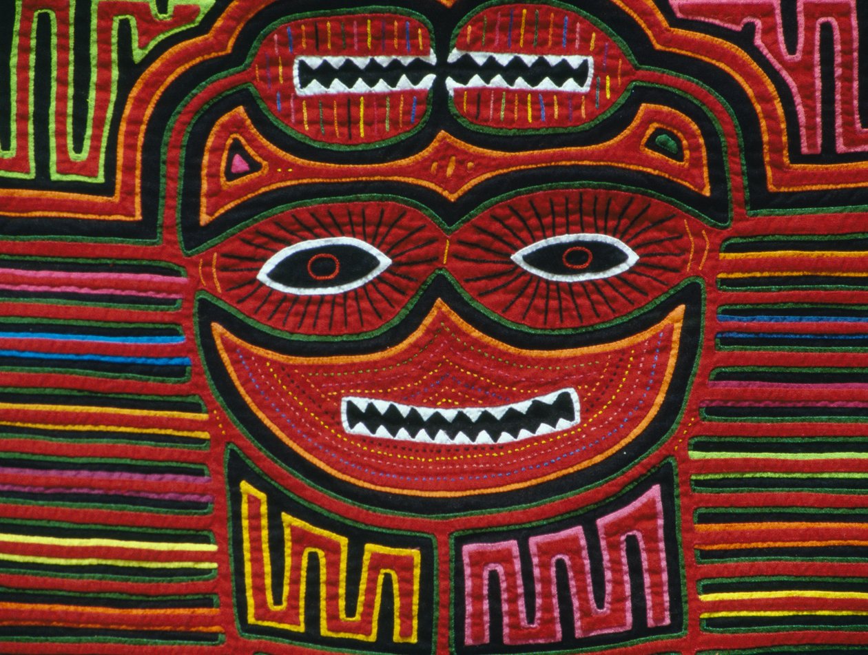 Elle dikilmiş renkli pamuk, San Blas Takımadaları, Panama Cumhuriyeti, Detay by School Panamanian