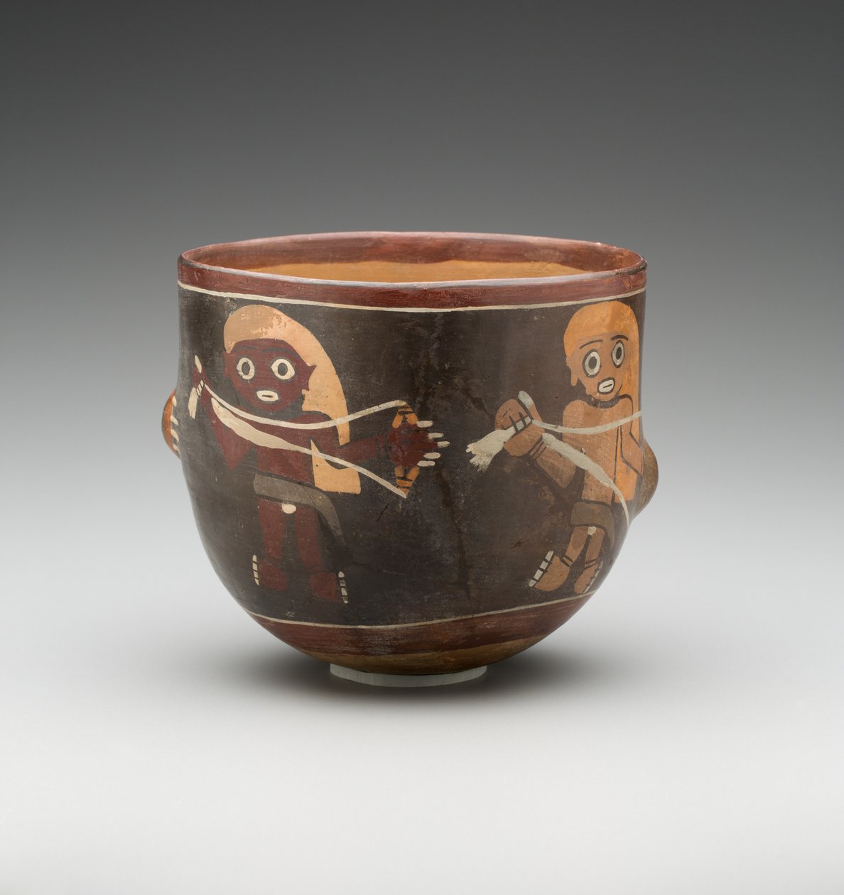 Dönen erkeklerle süslenmiş kase, Nazca South Coast (boyalı pişmiş toprak) by School Peruvian