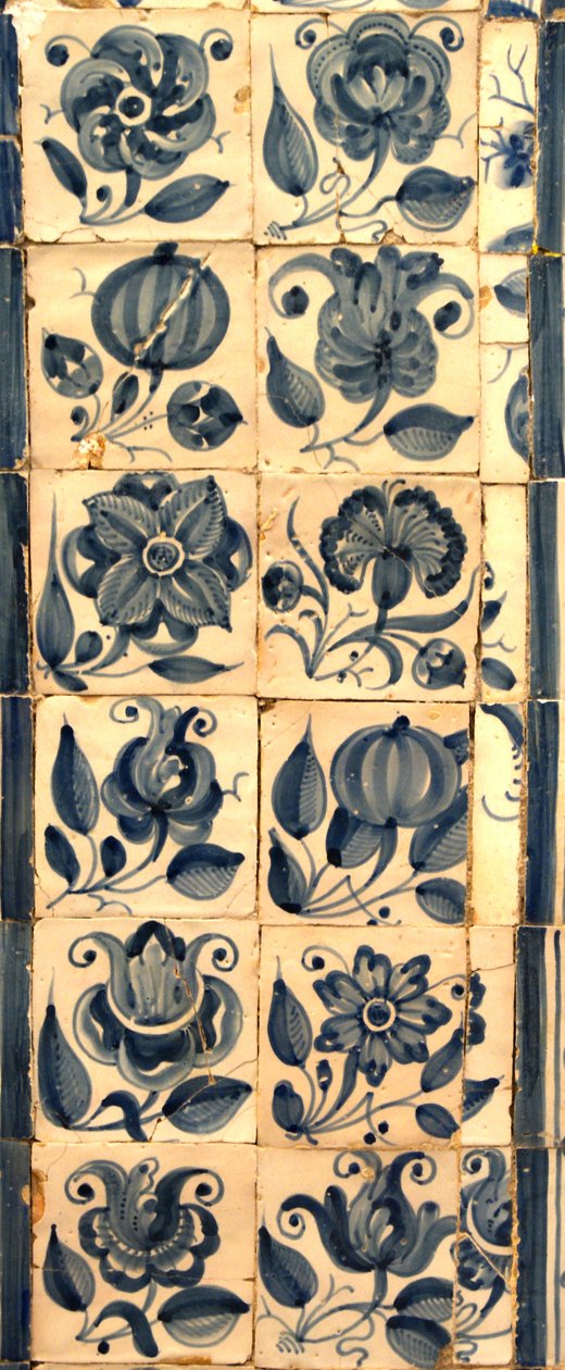 Çeşitli çiçek türlerini gösteren panel, Tarouca, Portekiz (seramik karolar) by School Portuguese