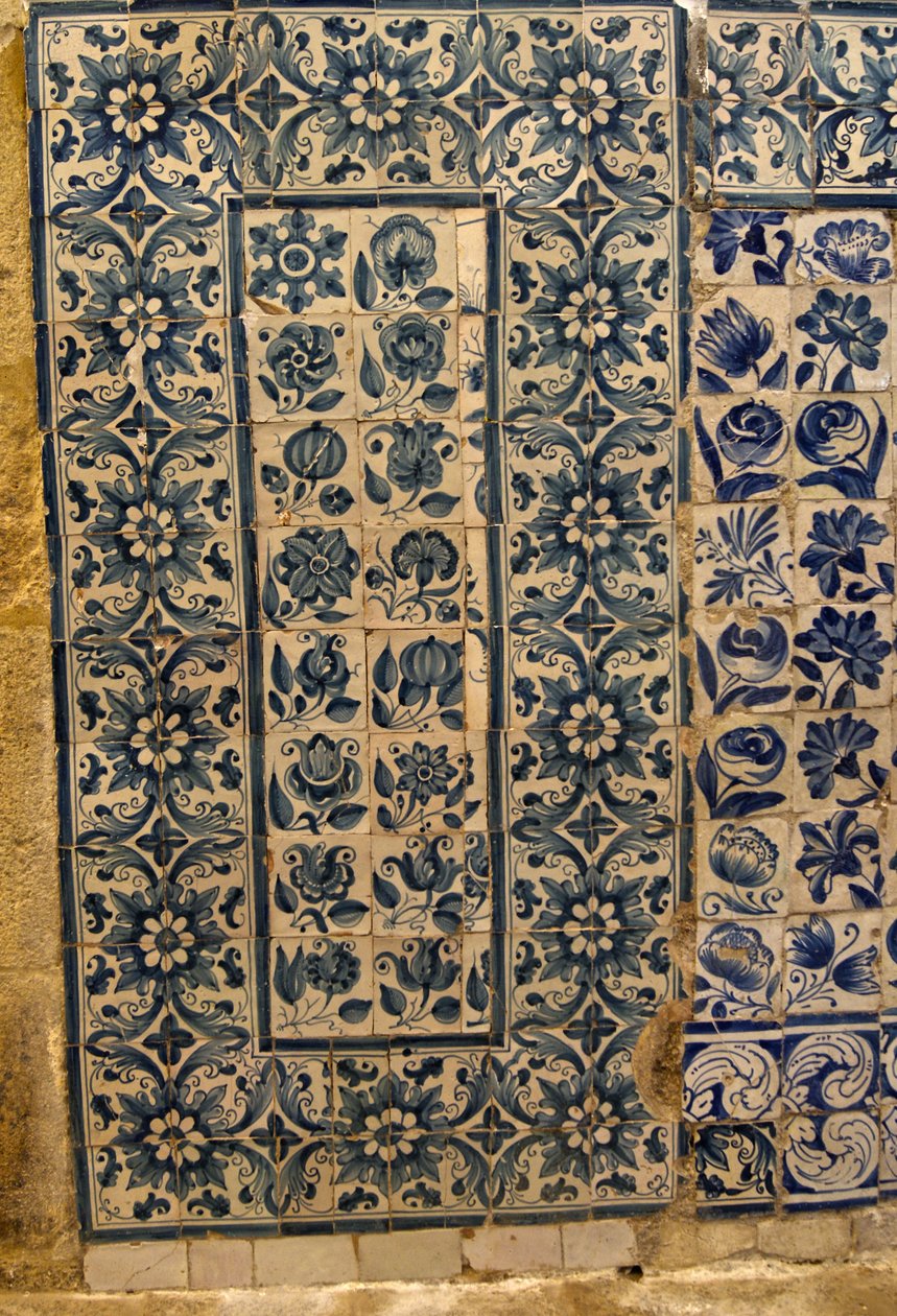 Çeşitli çiçek türlerini gösteren panel, Tarouca, Portekiz (seramik karolar) by School Portuguese