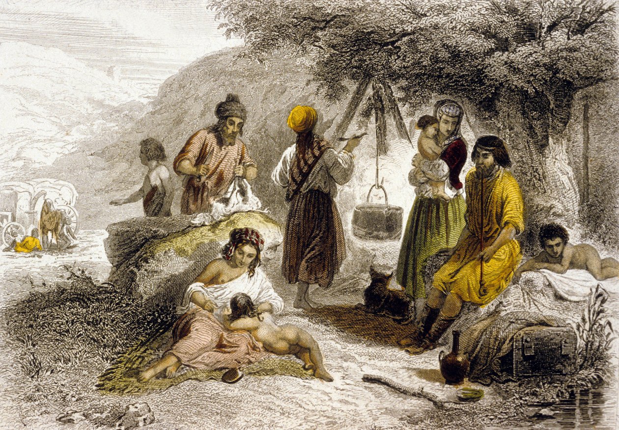 Bohemyalılar, Rusya (renkli gravür) by School Russian