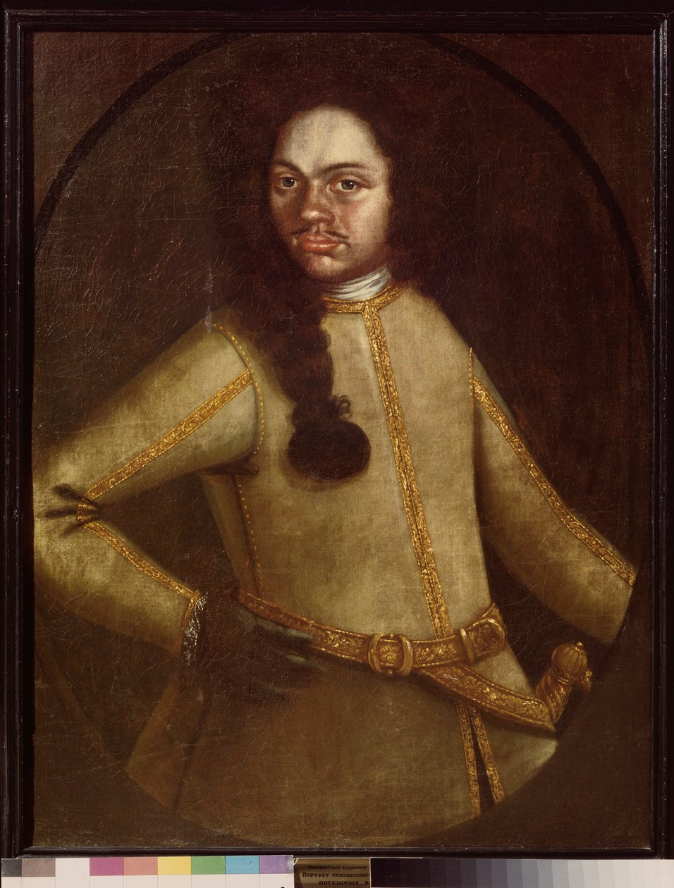 Pierre I (1672-1725) alayının acemi üniformalı bir adamın portresi. Anonim resim, tuval üzerine yağlı boya, 18. yüzyılın başları. Rus sanatı. Devlet Seramik Müzesi ve 18. yüzyıl Country Estate. Kuskovo, Moskova. by School Russian