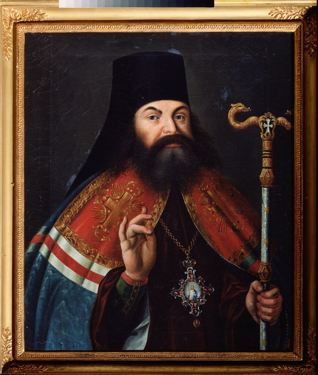 Şair Theofan (Feofan) Prokopovich (Theophane Prokopovitch) (1681-1736), ilahiyatçı ve Novgorod (Rusya) başpiskoposunun portresi. 18. yüzyılın ortalarında bir Rus ustanın tuval üzerine yağlı boya tablosu. Rusya Devlet Edebiyat ve Sanat Arşivi, Moskova. by School Russian