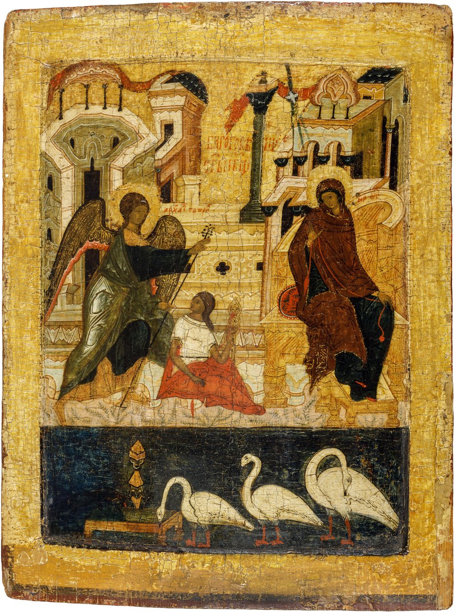 Rus simgesi : Müjde. Panelde Tempera, 16. Yüzyılın Ortası, Tarih ve Sanat Müzesi, Suzdal by School Russian