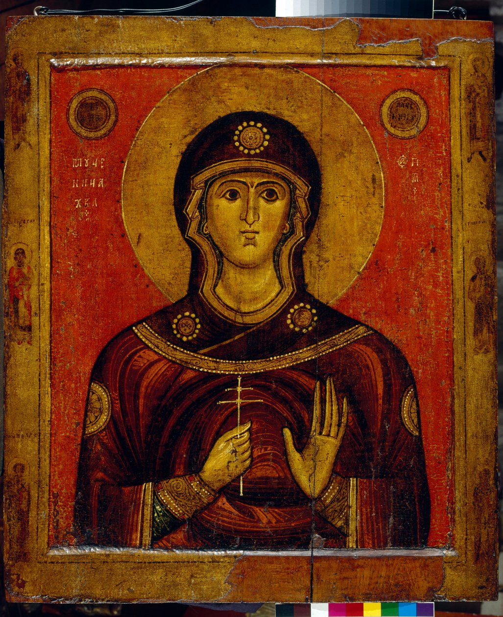 Nicomedia Aziz Juliana (4. yüzyılın başlarında) (Aziz Juliana) - Novgorod geleneğinin simgesi (Rusya), ahşap üzerine tempera, 13. yüzyılın başlarında - Devlet Tretyakov Galerisi, Moskova by School Russian