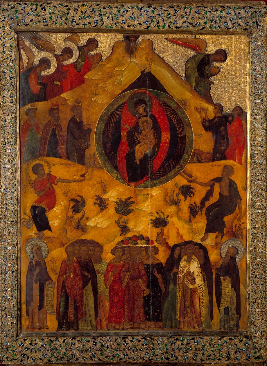 1560 Bakire Rus İkonu Meclisi. Rusya, Monastere Solonsky by School Russian