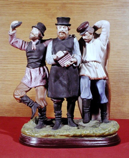 Gardner Fabrikası tarafından yapılan üç sarhoş Moujik, Moskova, c.1860-70 (porselen) by School Russian