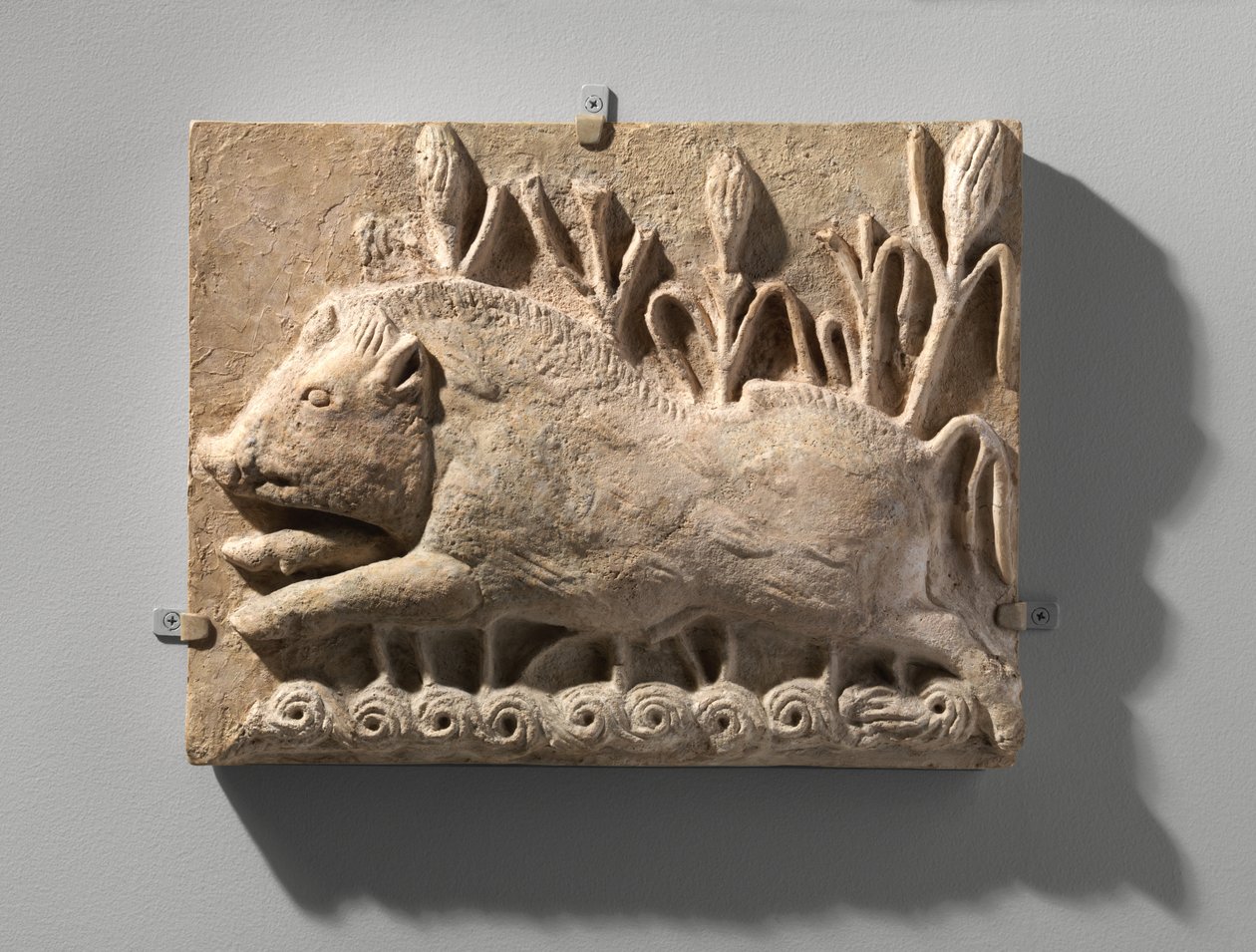 Yükleme domuzlu duvar paneli, MS 6. yüzyıl dolayları (sıva) by School Sasanian