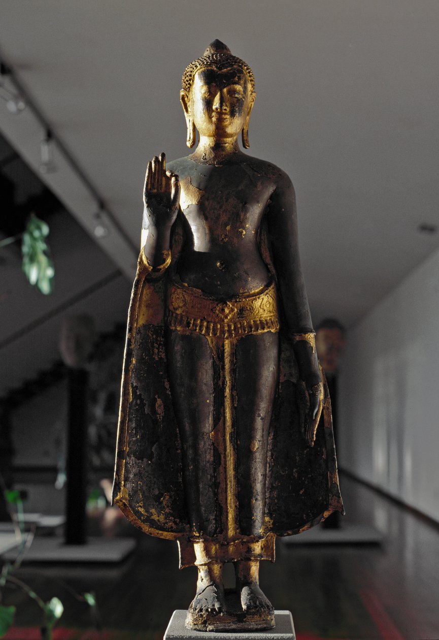 Lopburi stili: abhyamudra buddha (heykel by School Siamese