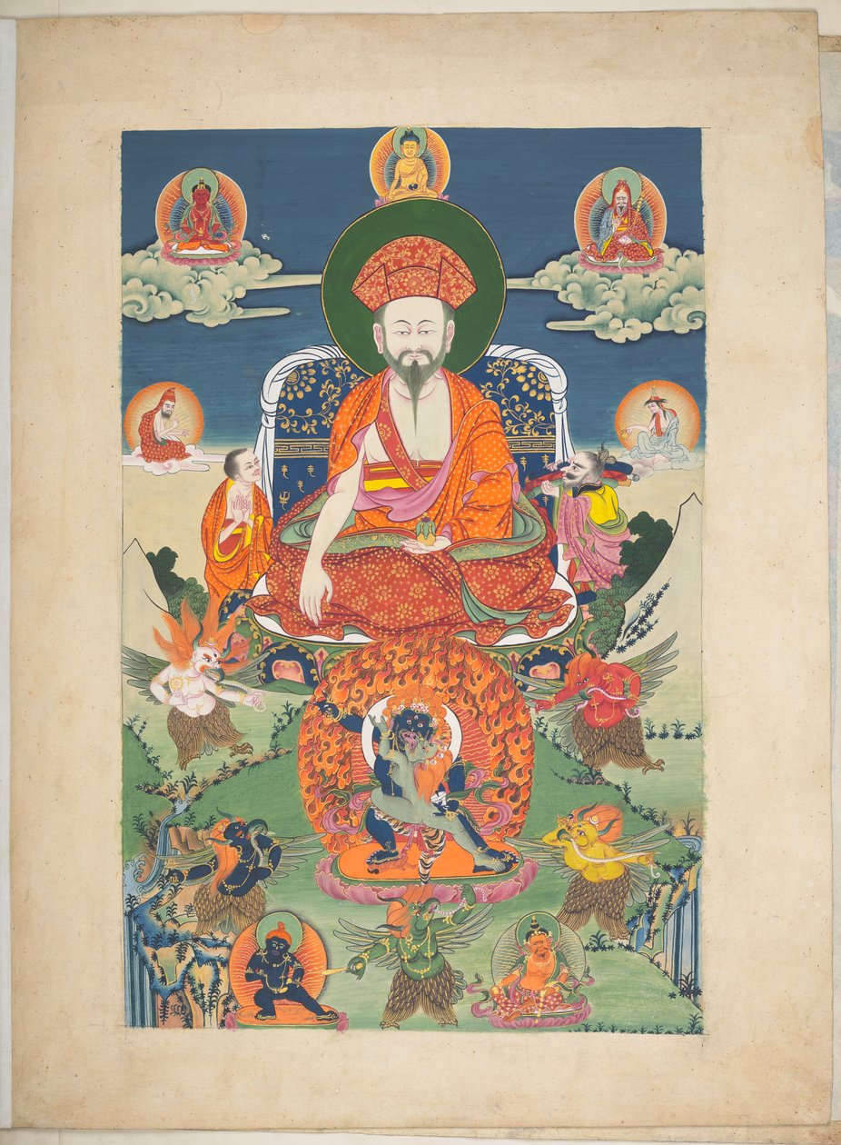 Ekle. Veya. 3056  Tibetli bir sanatçının Tibet tanrılarını tasvir eden 12 çiziminden biri, muhtemelen Lhasa
