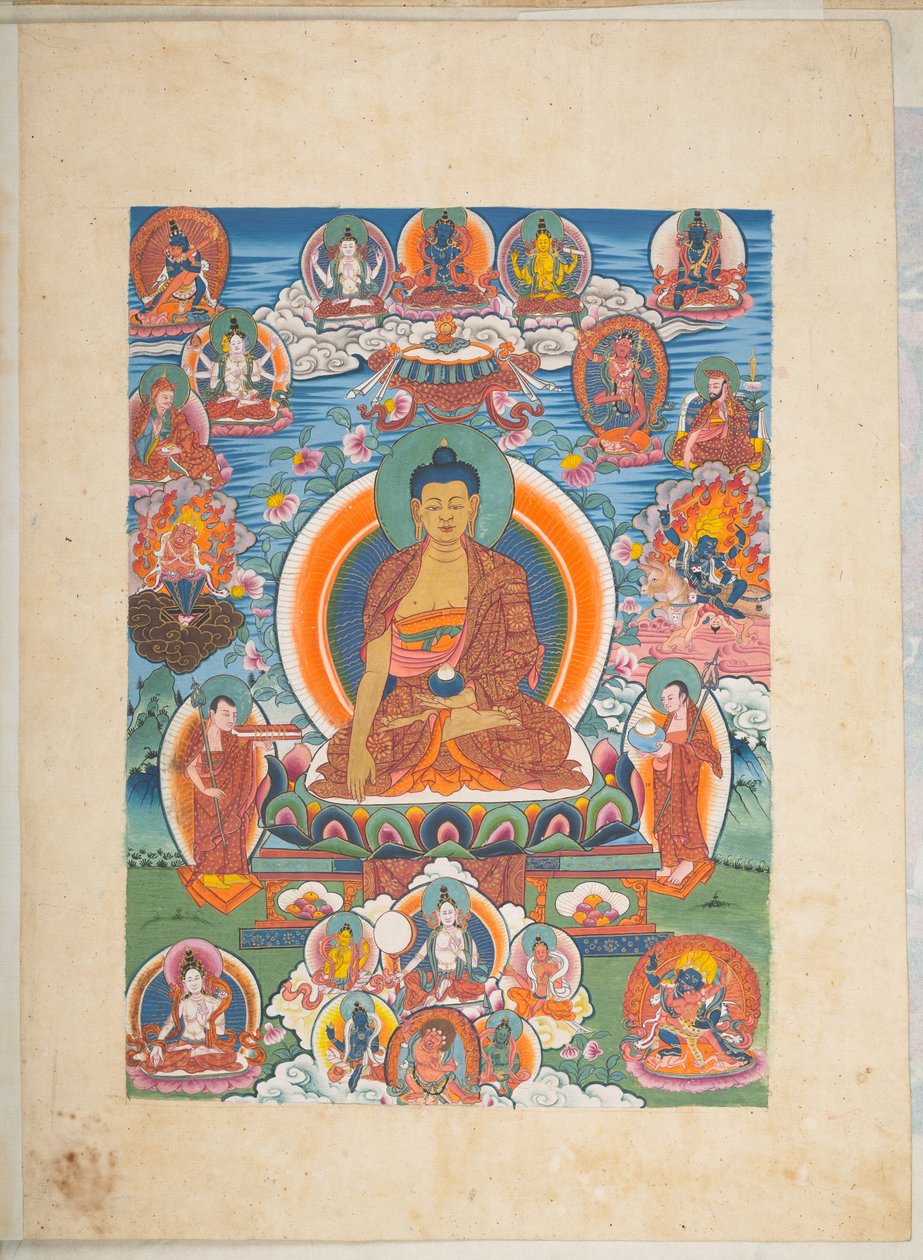 Ekle. Veya. 3057  Tibetli bir sanatçının Tibet tanrılarını tasvir eden 12 çiziminden biri, muhtemelen Lhasa