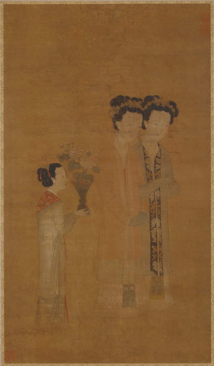 Saray hanımları ve hizmetlisi, Ming hanedanı, 16. yüzyıl. by School of Tang Yin