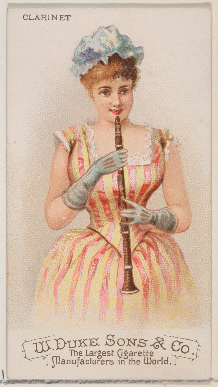 Duke marka sigaralar için Musical Instruments N82 serisinden klarnet, 1888., 1888. by Schumacher and Ettlinger
