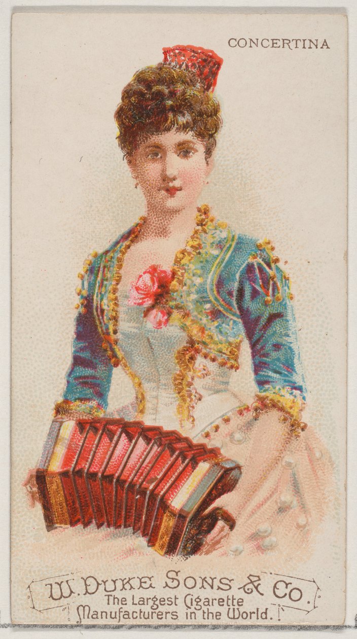 Concertina, Duke marka sigaralar için Musical Instruments N82 serisinden, 1888., 1888. by Schumacher and Ettlinger