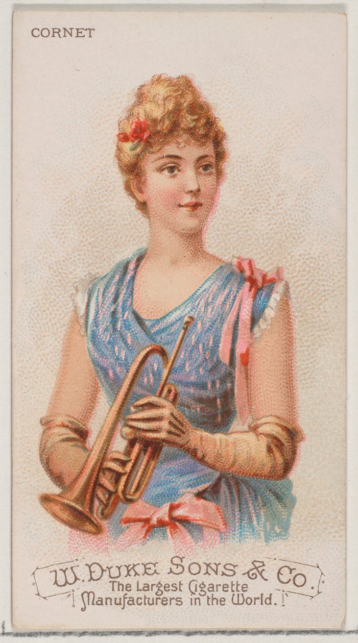 Cornet, Duke marka sigaralar için Musical Instruments N82 serisinden, 1888., 1888. by Schumacher and Ettlinger
