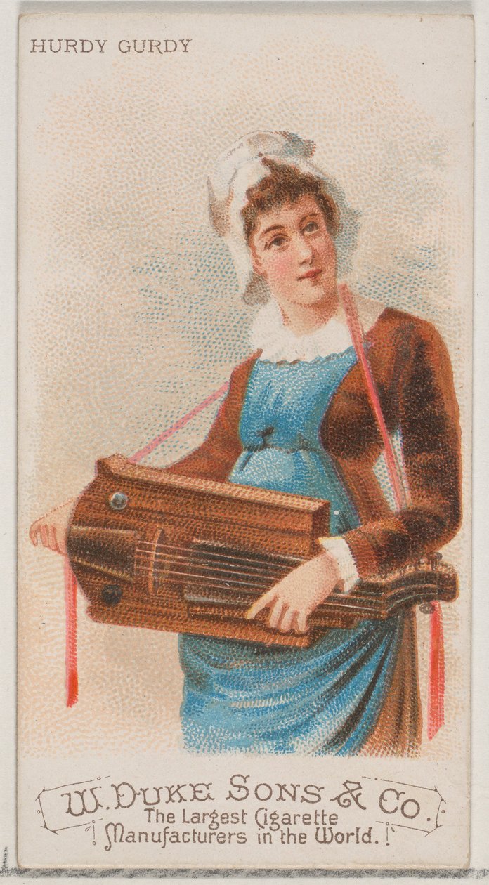 Hurdy Gurdy, Duke marka sigaralar için Musical Instruments N82 serisinden, 1888., 1888. by Schumacher and Ettlinger