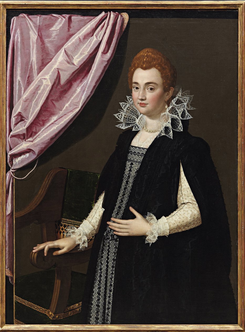 ""Marie de Medici Portresi (1575-1642)"" Tablosu Scipione Pulzone (1550-1598) - 1594 - Tuval üzerine yağlı boya - Boyut 132.1x96.5 cm Özel Koleksiyon by Scipione Pulzone