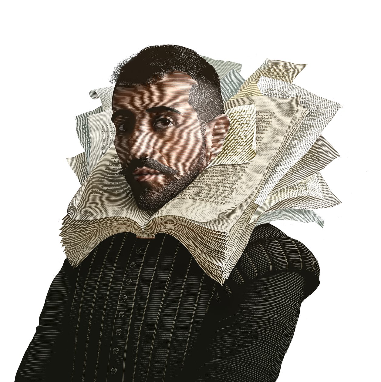 Cervantes, 2014 (karalama tahtası, dijital olarak renklendirilmiş) by Scott McKowen
