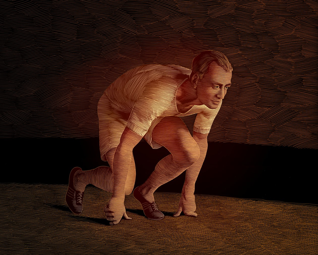Ateş Arabaları, 2017 (karalama tahtası, dijital olarak renklendirilmiş) by Scott McKowen