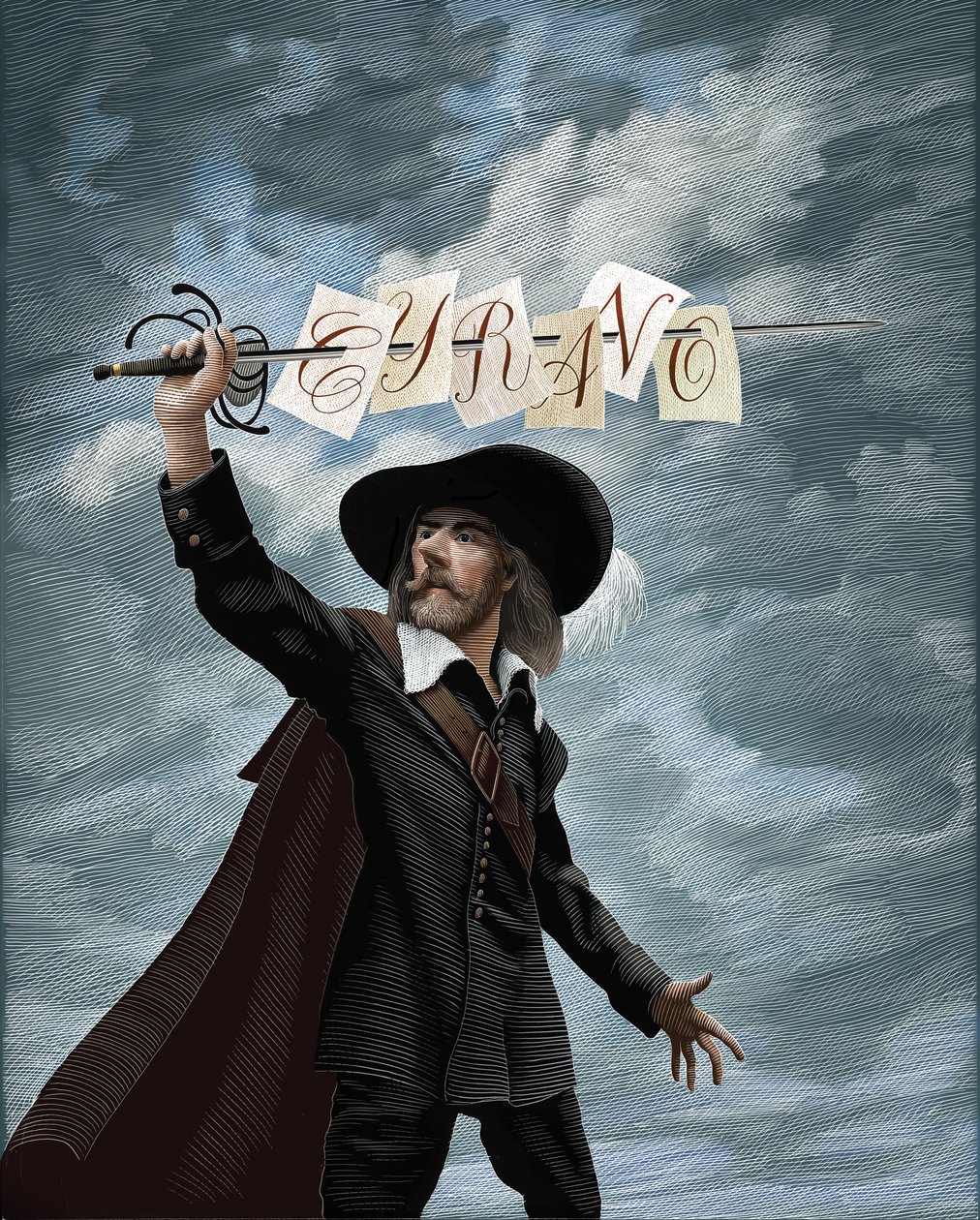 Cyrano De Bergerac, 2020 (karalama tahtası, dijital olarak renklendirilmiş) by Scott McKowen