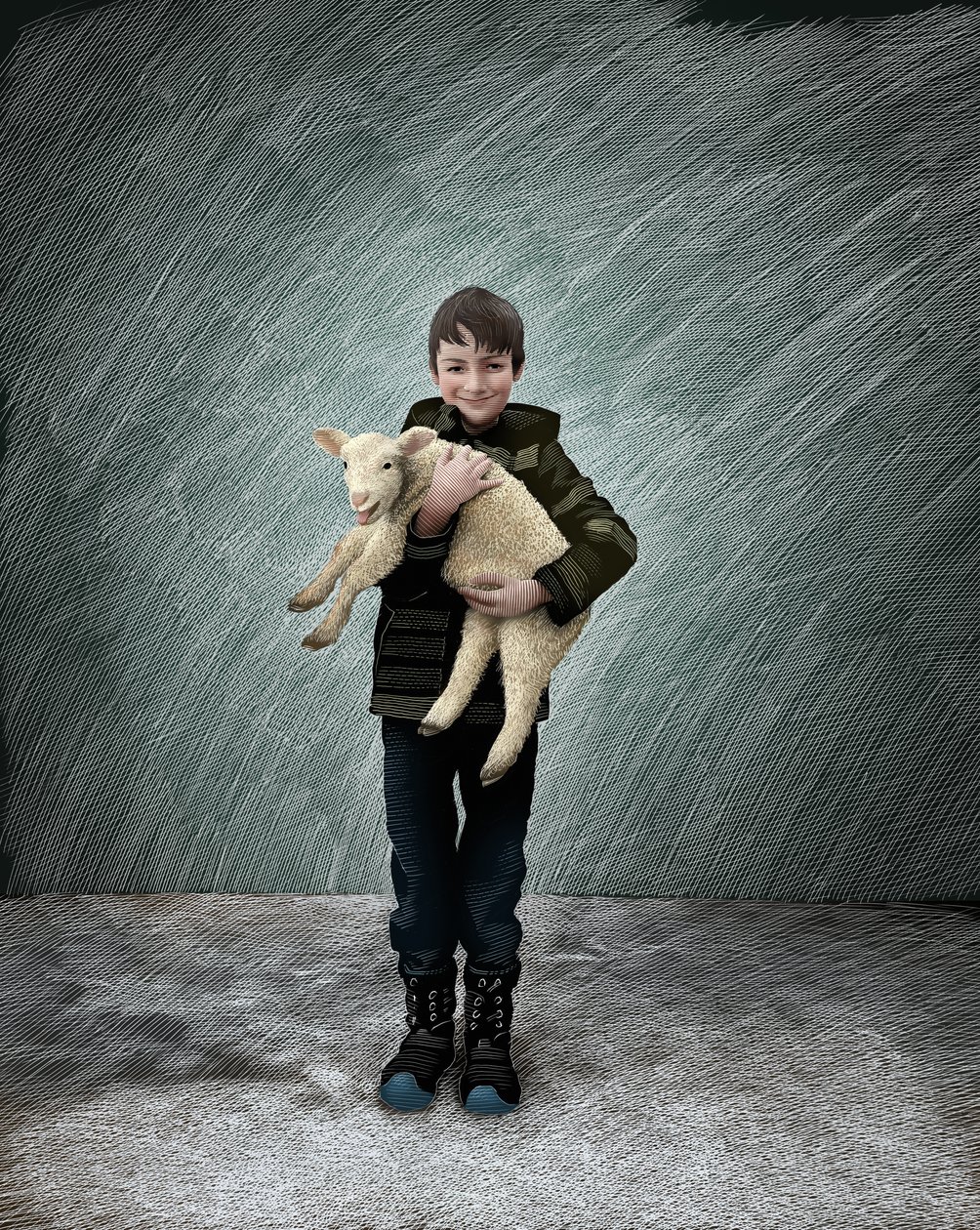 Kuzulu Çoban Çocuk, 2017 (karalama tahtası, dijital olarak renklendirilmiştir) by Scott McKowen